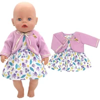 43cm Born New Baby Doll Clothes Pink Kitty Unicorn Pony Pajama Set 18 Inch Doll Clothes Baby Girl Birthday Gift 2