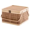 Portable Large Capacity Bamboo Woven Basket Egg Storage Holder Picnic Basket Vegetable Basket Lidded Bamboo Basket Home Storage 1
