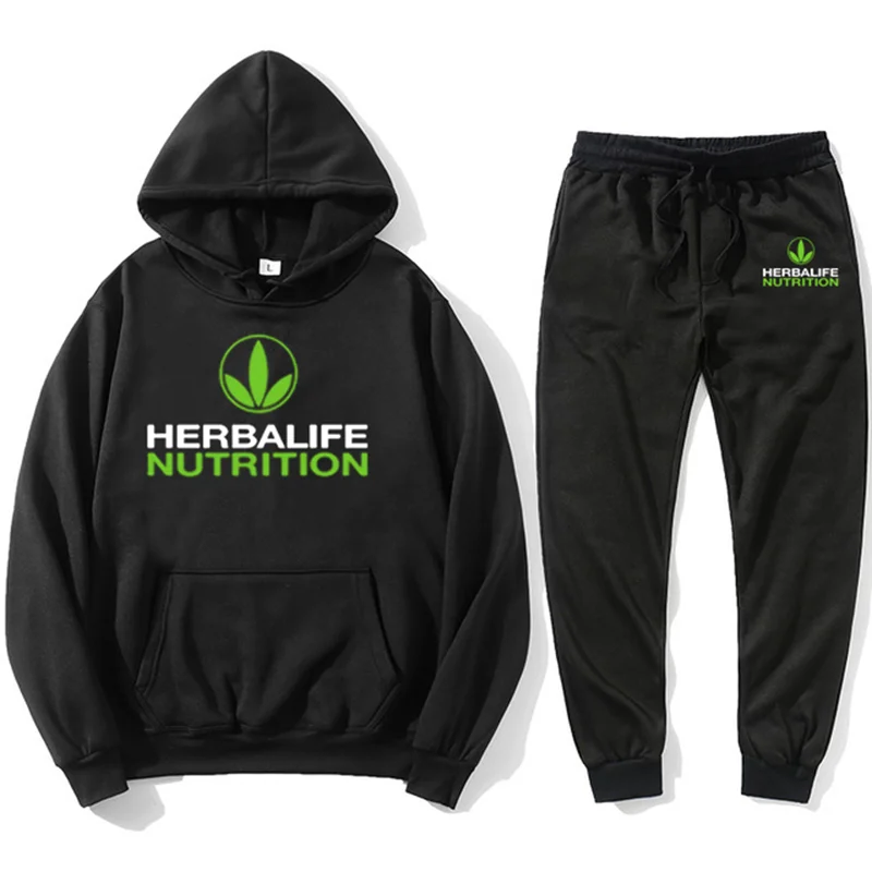 Herbalife Nutrition 2 Pieces Sets Tracksuit Men Hooded Sweatshirt+pants