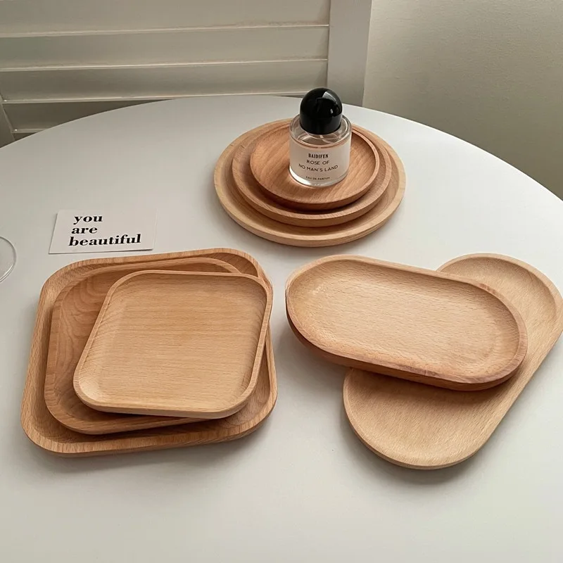 Vassoio in Legno di Grano, Piatto Rotondo per Dessert in Stile Giapponese, Resistente al Calore, per Caffè e Tè - immagine 3