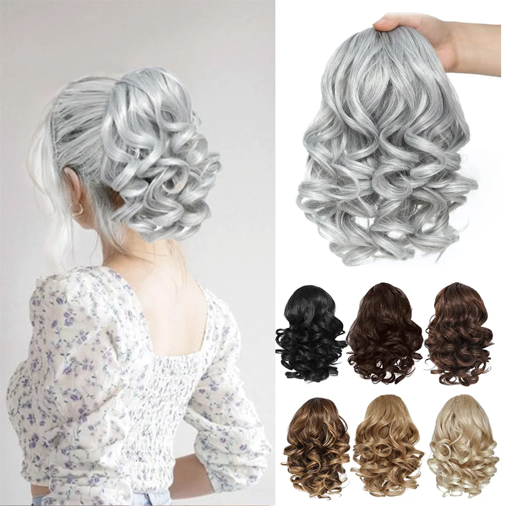 Synthetic Drawstring Ponytail Extensions Short Loose Wavy Ponytails Hair Extensions Women Daily Use clip in ponytail hair extension,synthetic ponytail,synthetic hair accessories,clip in ponytail extensions