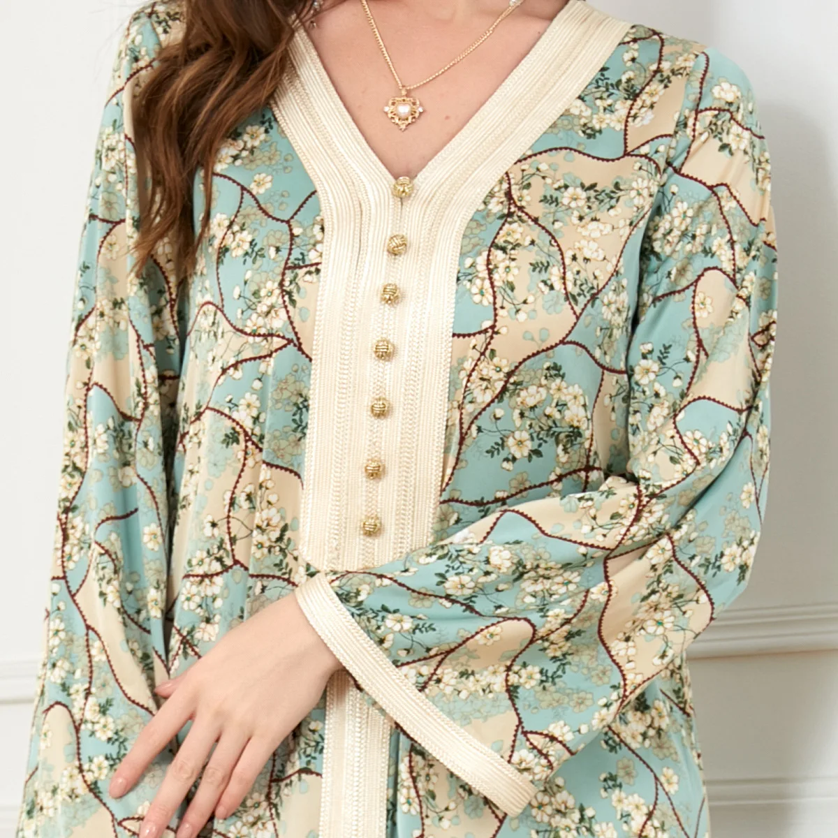 Abaya Muslim Women Floral Morocco Party Dress Long Sleeve Abayas Casual Oversized Vestidos Largo Robe Moroccan Caftan Ramadan