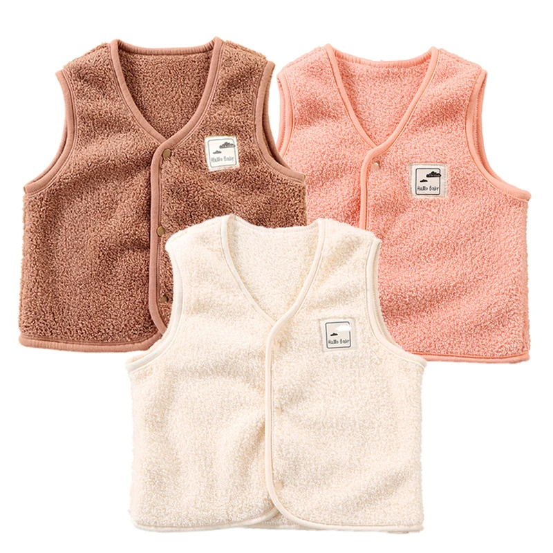 Winter Kids Clothes Waistcoat Velvet Children's Vest Boy Girl Plush Keep Warm Jackets Teddy Vest Children's Clothing Spring children vest