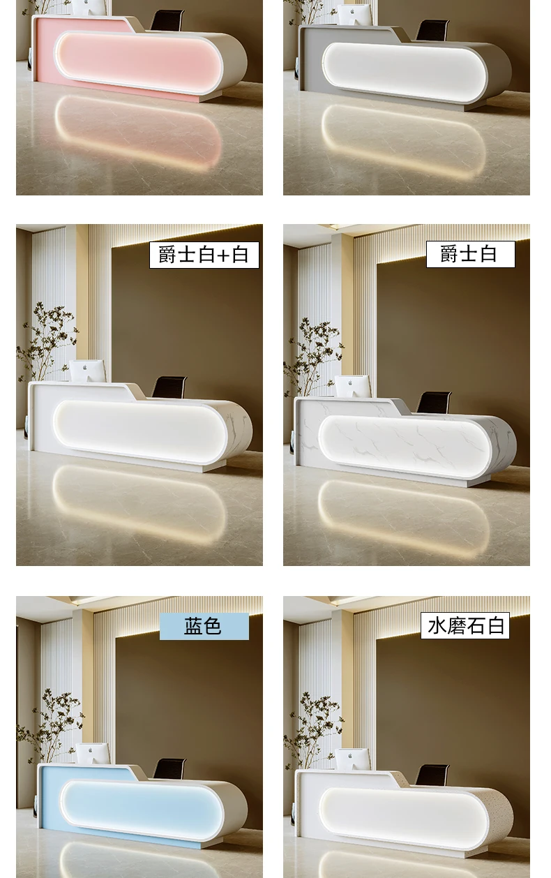 Description Picture 6 of itemModern Reception Desk Office Luxury Counter Cashiers Console Table Computer Storage Scrivania Ufficio Lavoro Office Furniture