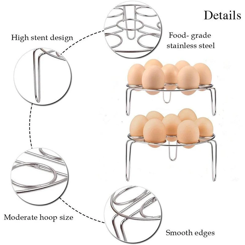 LMETJMA Egg Steamer Rack Trivet for Instant Pot Accessories Food Stainless Steamer Rack Steaming Holders for Eggs JT192 steamer rack steamer basket