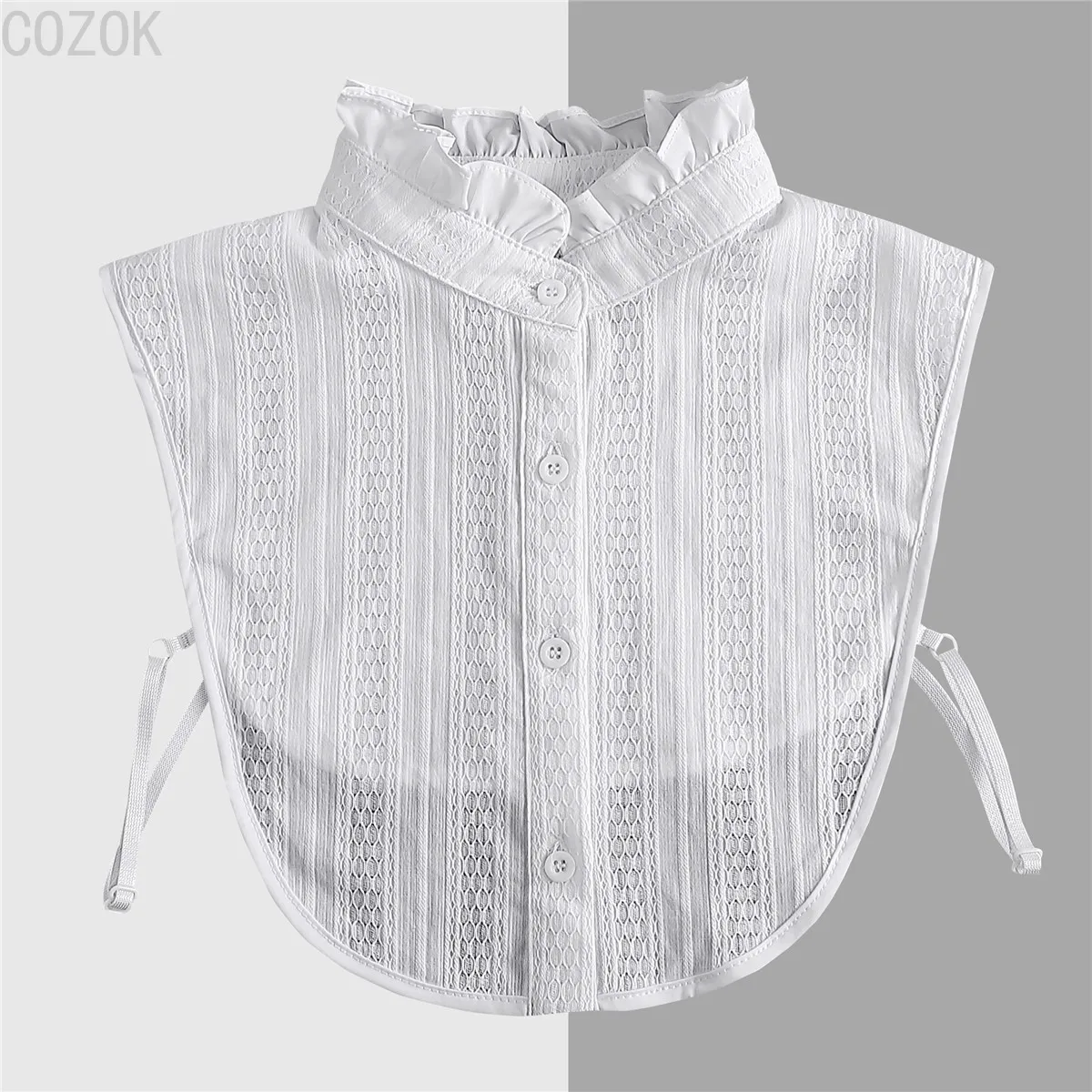 Vintage Lace Front Tie White Detachable Faux Collar