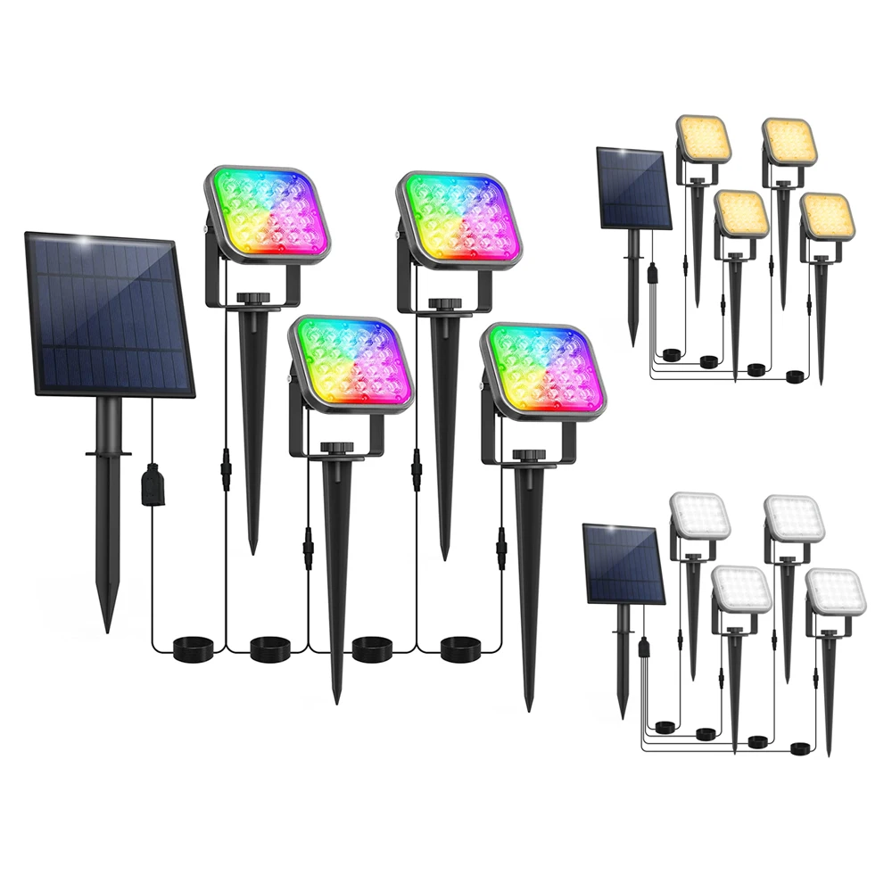 Solar LED Light Outdoor Garden Decoration Lamp 3000K/6000K/RGB Bright Landscape Spotlight IP65 Waterproof 4 in 1 Solar Light