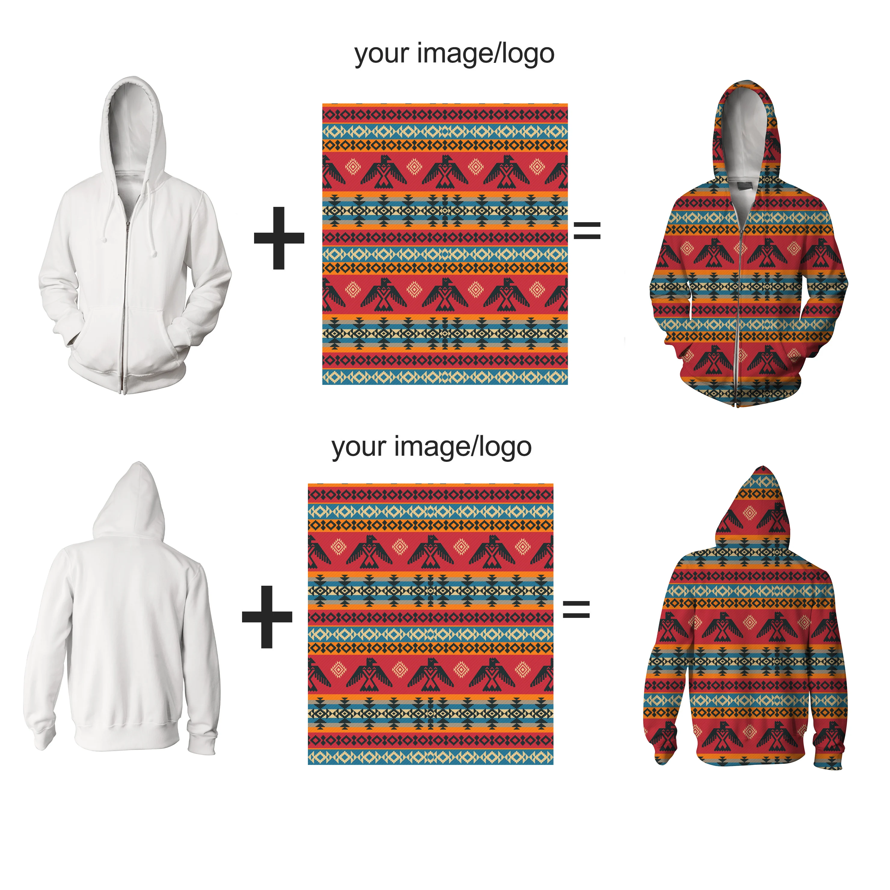 Real US Size Made Subliminal Print On Your Demand Zipper Up Jacket