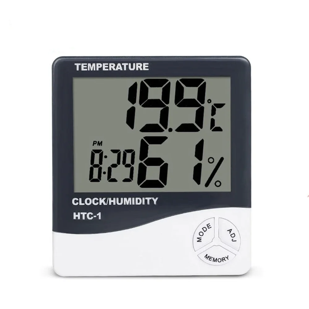 Digital Thermometer Hygrometer with LCD Display - Indoor & Outdoor Weather Station Clock