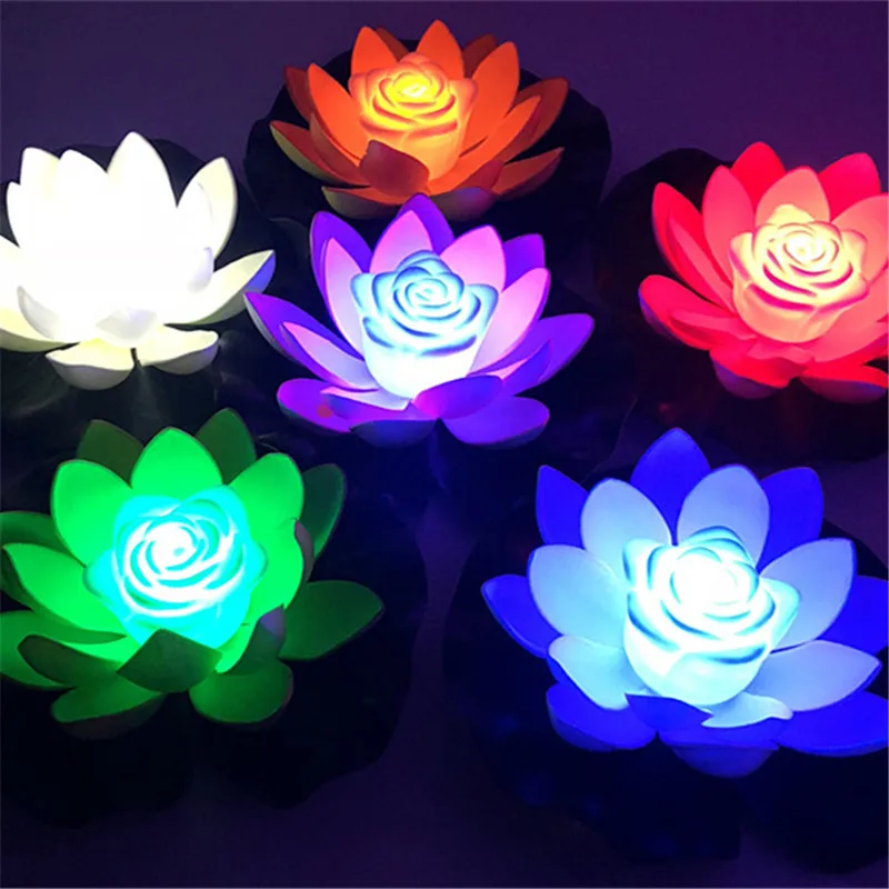 

LED Lotus Lamp Float On Water Night Light Buddhist Pray Supplication Wish Sacrificial Light Garden Pool Fountain Landscape Decor