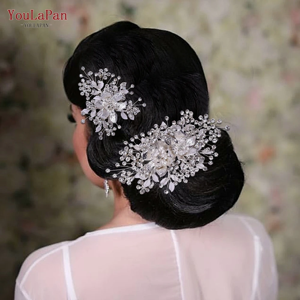 YouLaPan HP352 Fashion Wedding Headdress Bridal Hair Comb and Pin Hair Clips Woman Accessories Alloy Flower Bride Headwear