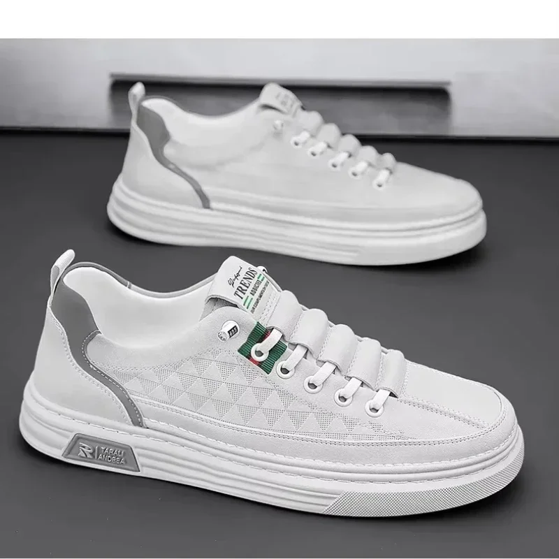 Upgrade your style with Men's Vulcanize Shoes 2025 White Leather Casual /Shoes 2