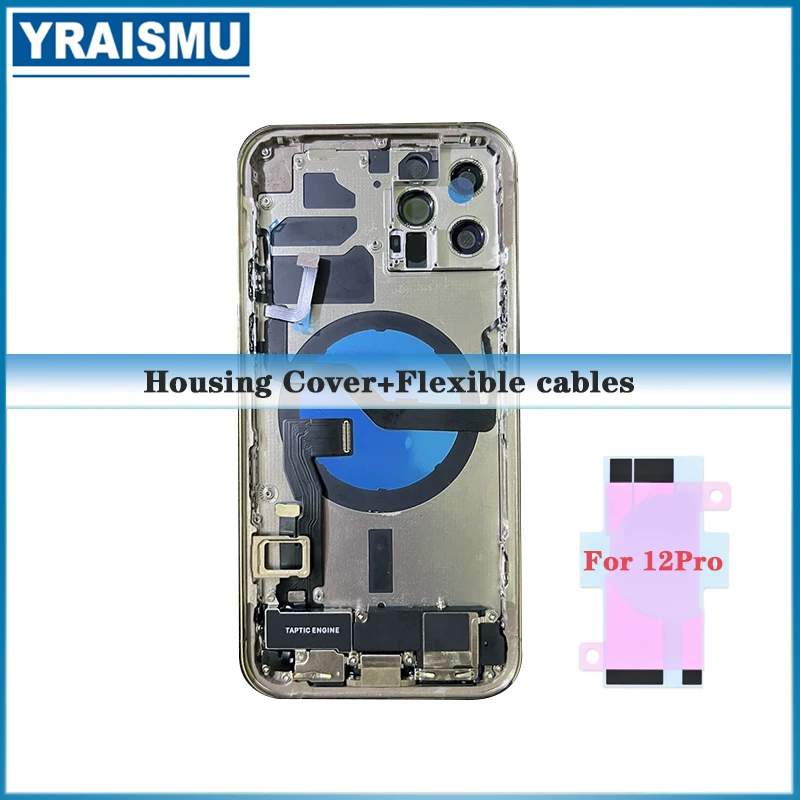 AAA Full Back Cover For iphone 12 12Pro 12ProMax  Housing Battery Door Middle Chassis Frame Assembly Door Rear with Flex Cable