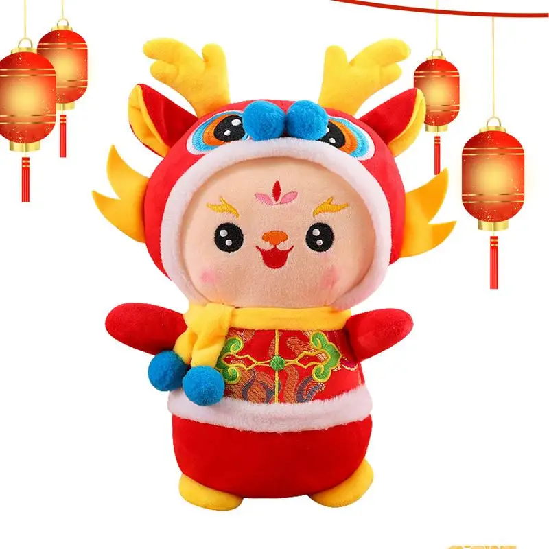 

Плюшевый китайский дракон, игрушка 2024 года талисмана дракона в Танг-костюме, 2024 дракон, плюшевая кожа, мягкая и милая кукла-талисман