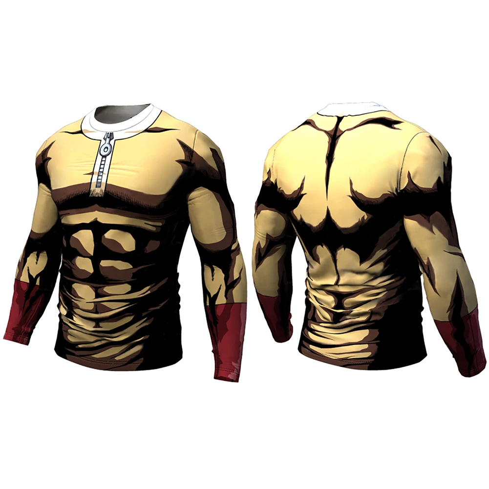 

One Punch Man 3D Printed Quick Dry Men Running T shirt Fitness Tops for Male Bodybuliding Compression Shirts Slimming Tshirt