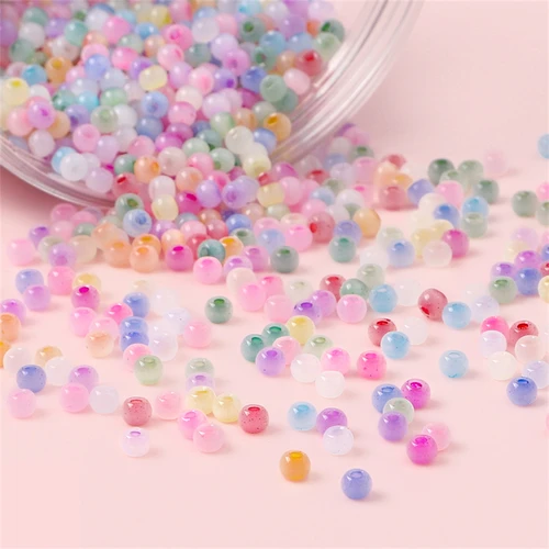 고양이 눈 돌 얼음 유리 비즈 느슨한 스페이서 시드 비즈, 바느질 작업용 DIY 수제 참 팔찌 목걸이 액세서리, 4mm 3