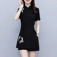 Women's Suit Chinese Style Clothes Two Piece Sets 2025 Summer New Crop Top And Shorts Retro Cheongsam Outfits Matching For Women - Image 5