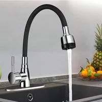 Modern 304 stainless steel kitchen faucet with silicone hose - adjustable, ceramic valve core, no electricity required. 2