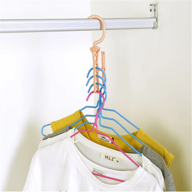 

5 Holes Rotary Hanger with Handle Closet Sorting Drying Hanger Useful Space Saver Wonder Clothes Organizer Bags Belts Ties Hook