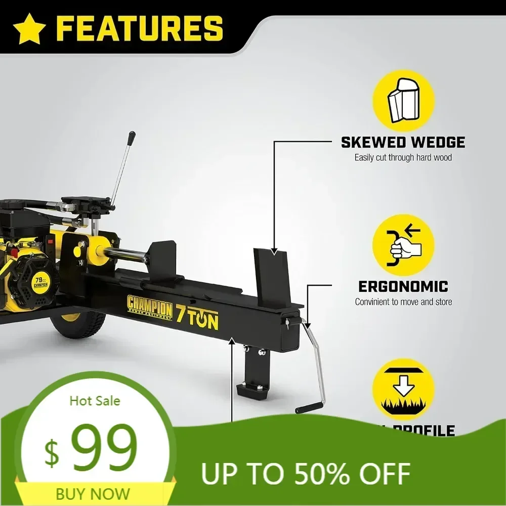 champion power equipment 7-ton compact horizontal gas log splitter with auto return