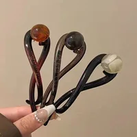 New Twist Hair Clip Plastic Acrylic Bead Imitation Pearl Hairpin Twisted Design Women Hair Accessories 2