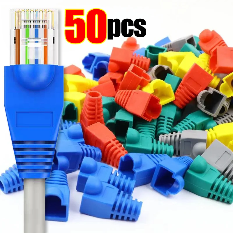 

50/10 шт., защитные насадки для кабеля Ethernet RJ45