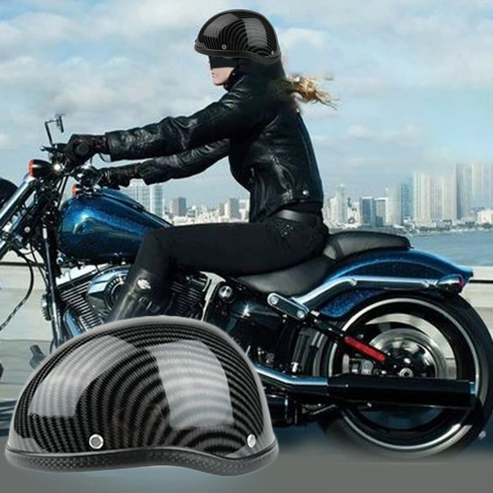 

Motorcycle Half Helmet Retro Style ABS+Cotton Plastic Cap for Motorcyclist Biker Ridder Carbon striation (One Size) Universal