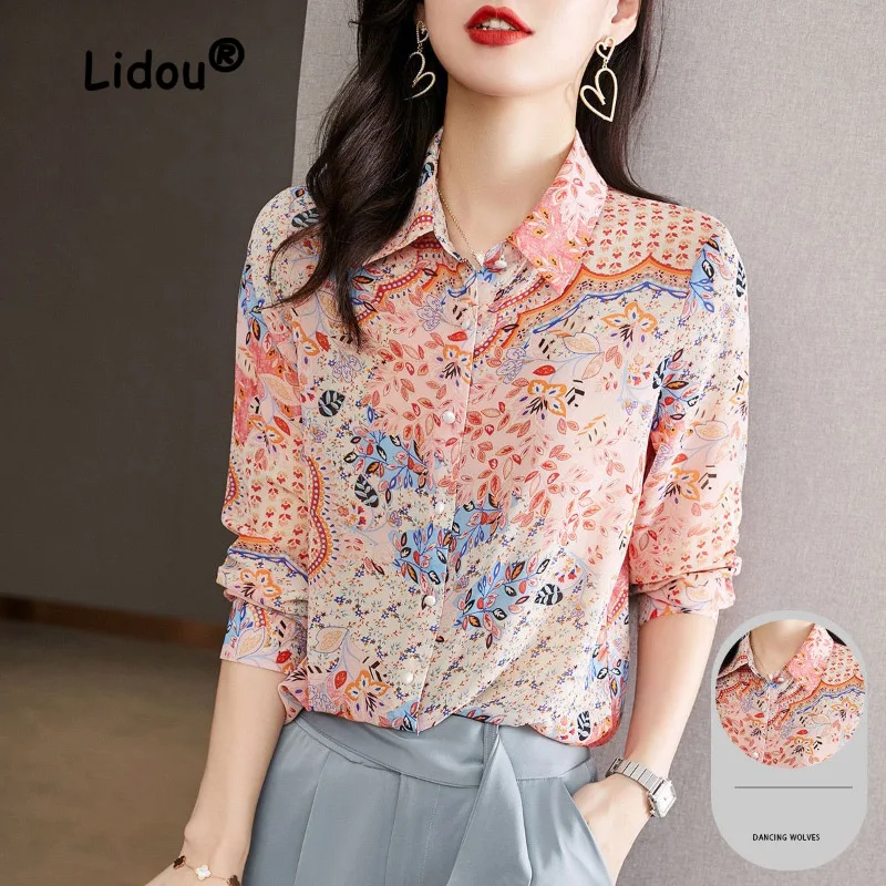 

2023 New French Style Unique and Beautiful Small Blouse Temperament Fragmented Chiffon Shirt Thin Long Sleeve Shirt Women