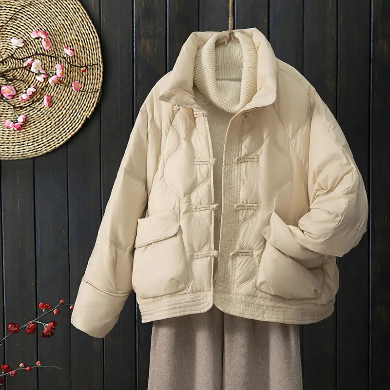 75-piumino-d'anatra-bianco-retro-elegante-piumino-2023-nuovo-autunno-inverno-caldo-donna-piumino-casual-allentato-bottone-colletto-in-piedi-cappotto