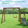 Wood Swing Set for Backyard, 2 in 1 Outdoor Swing Set with Slide, Climbing Rope Ladder Kids Backyard Playset 1