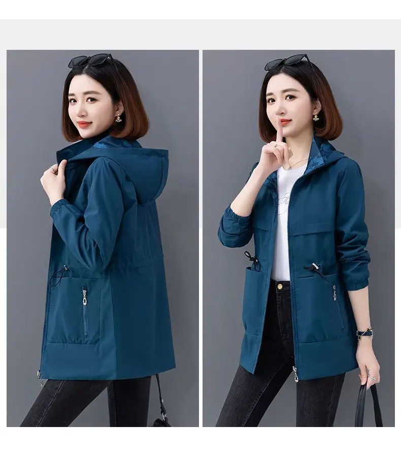 Spring Women's Jackets Causal Windbreaker 2024 New Two-Sided PiercingThin Basic Coat Lightweight Jacket Outwear Women Clothing