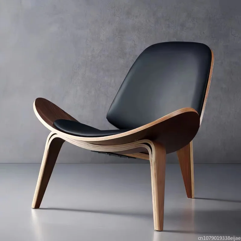 

Nordic Solid Wood Chair Art Leisure Simple Living Room Chair Creative Simple Modern Single Sofa Chair，Smile Airplane Shell Chair
