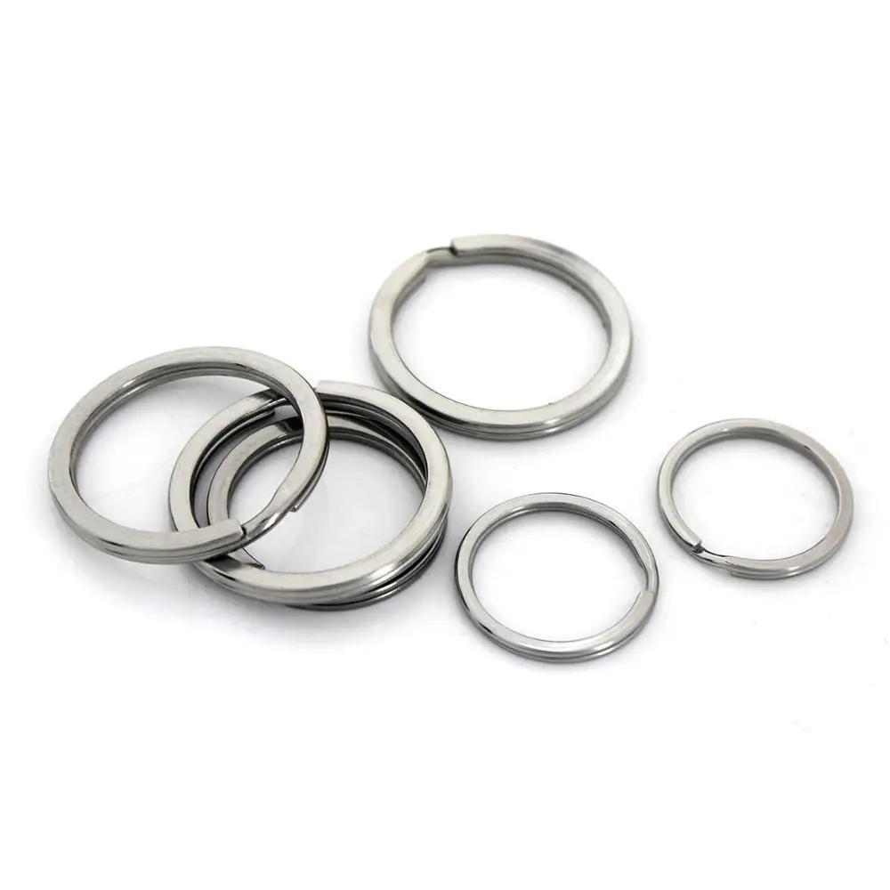 Metal Keyring 5pcs Flat-wire Double Loop 15-38mm DIY Leather Craft Hardware