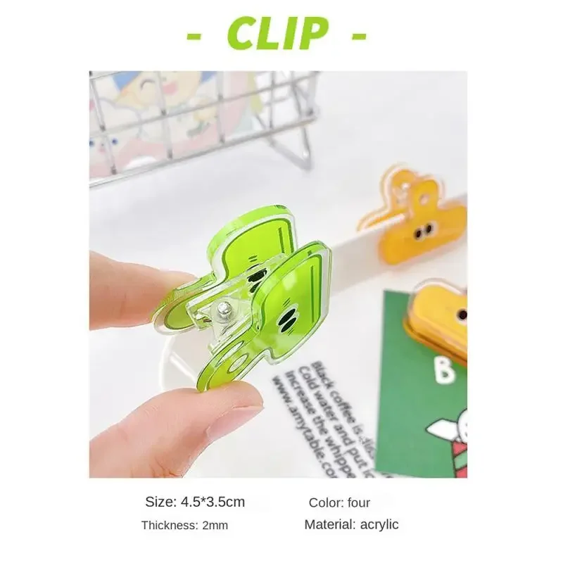 Pack Multicolor Cute Face Acrylic Binder Clip Planner Clips Paper Clamp Office Decorative Supplies School Stationery 3