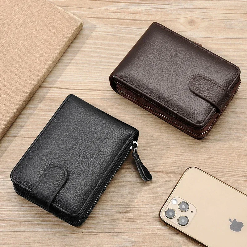 Fashion RFID Card Holder Wallet for Men Luxury PU Leather Walletes Women's Fashion Zipper Bank Cards Holders Cardholder Purse