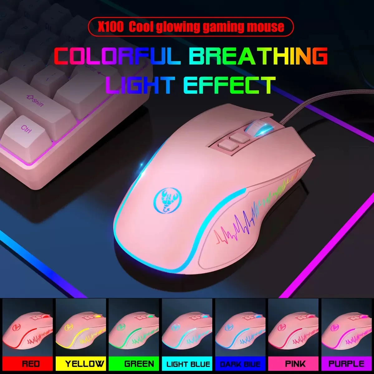 Ensemble clavier et souris filaire ultra-compact avec éclairage rgb_voghion.com