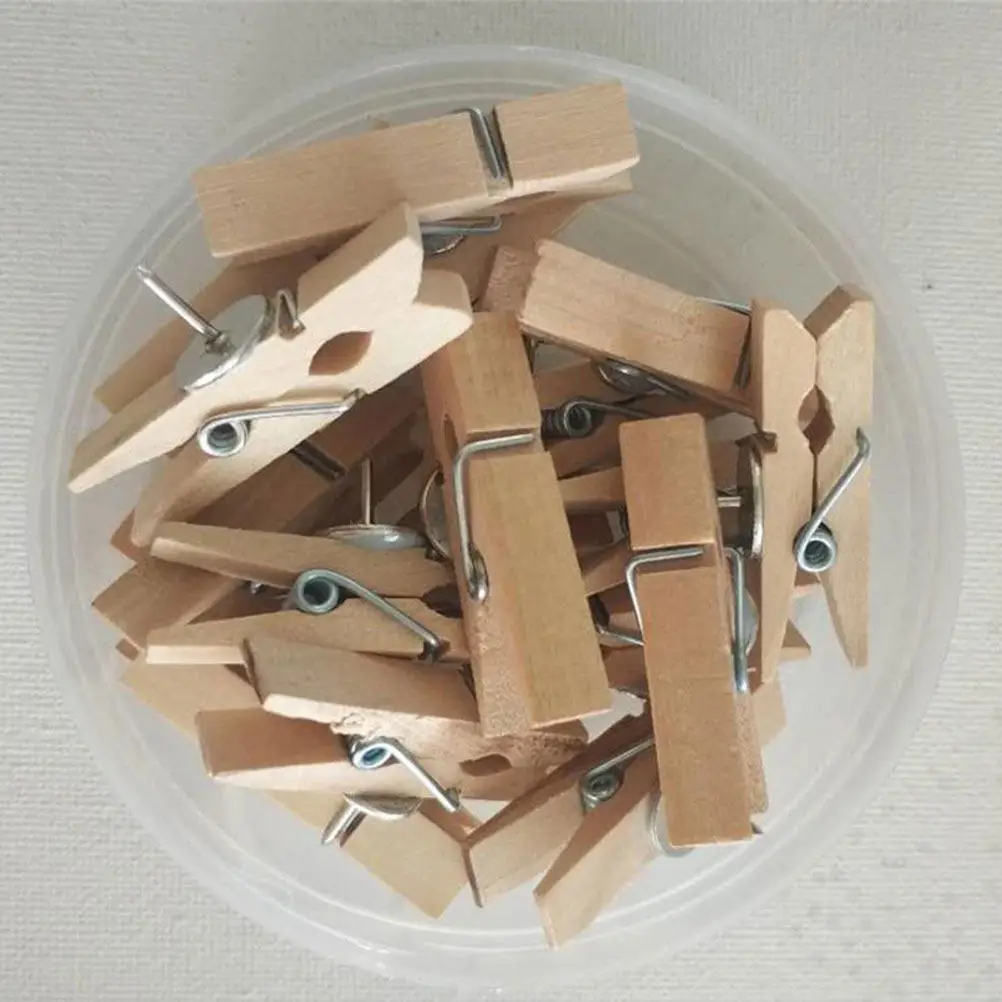 50Pcs 홈 오피스 학교 장식을위한 나무 금속 사진 클립 고정 노트 그림 사진 배경 디스플레이 간단한 미니