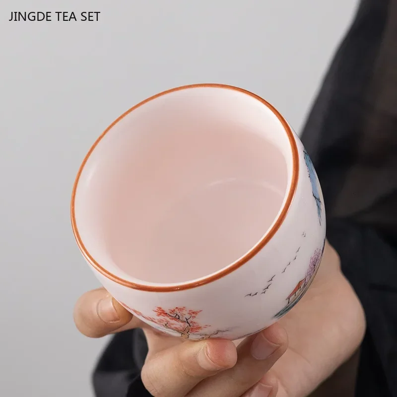 2pcs/80ml Chinese ceramic teacup set Beautiful portable beauty teacup Home Zen Master cup traditional tea accessories