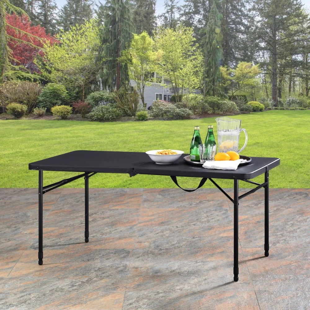 2024 New Mainstays 4 Foot Fold-in-Half Adjustable Folding Table Outdoor Tables