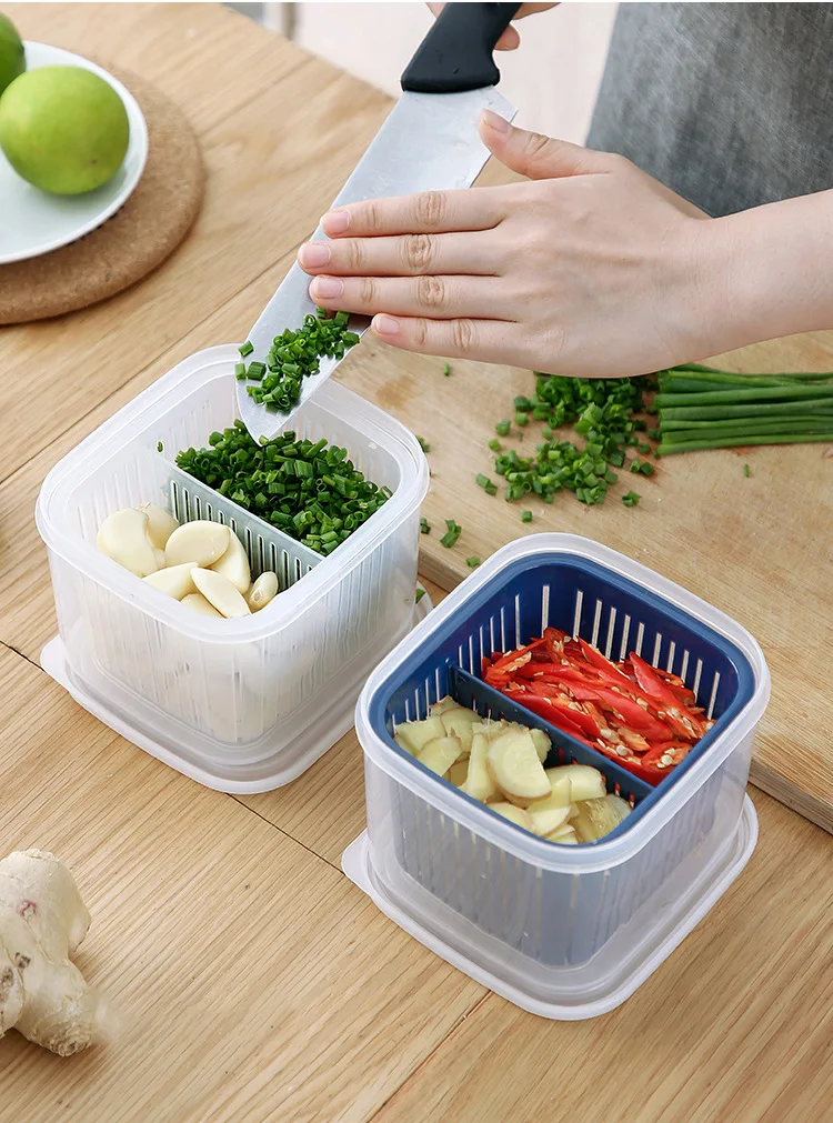 6-In-1 Kitchen Scallion Storage Box,Food Storage Containers with Lids  Airtight,Reusable Fridge Food Storage Box With Lids, 6 Pcs Detachable  Kitchen