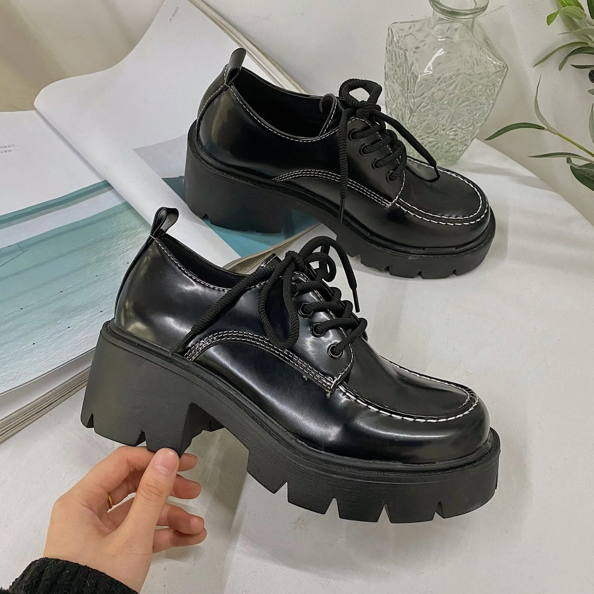 Japanese School Uniform Jk Student Shoes Girls Women Kawaii Lolita Soft Sister Round Toe Platform low Heel shoes Mary Jane | Обувь