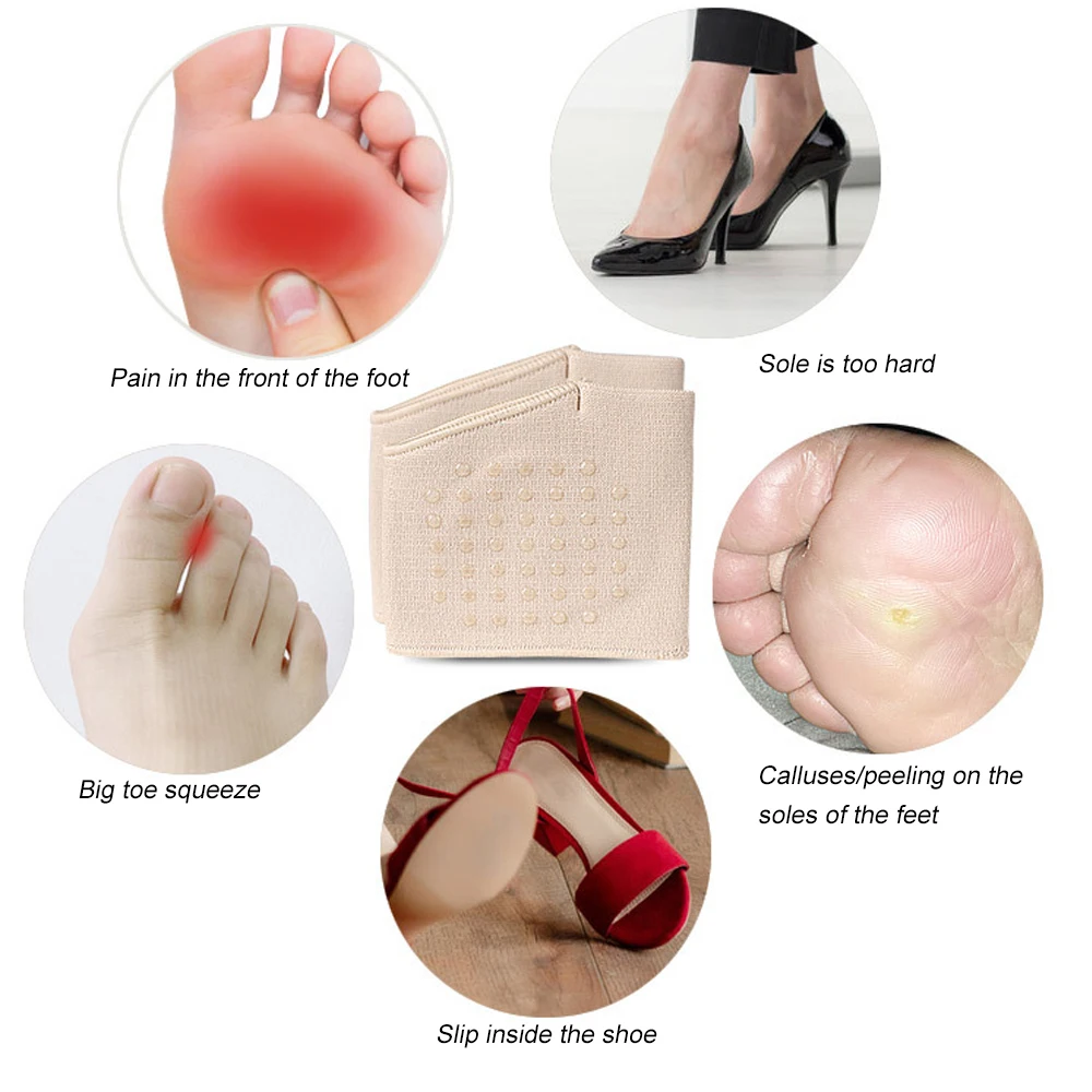 Metatarsal Sleeve Pads 1Pair Half Toe Bunion Sole Forefoot Gel Pads Cushion Half Sock Prevent Calluses Blisters metatarsal sleeve pads