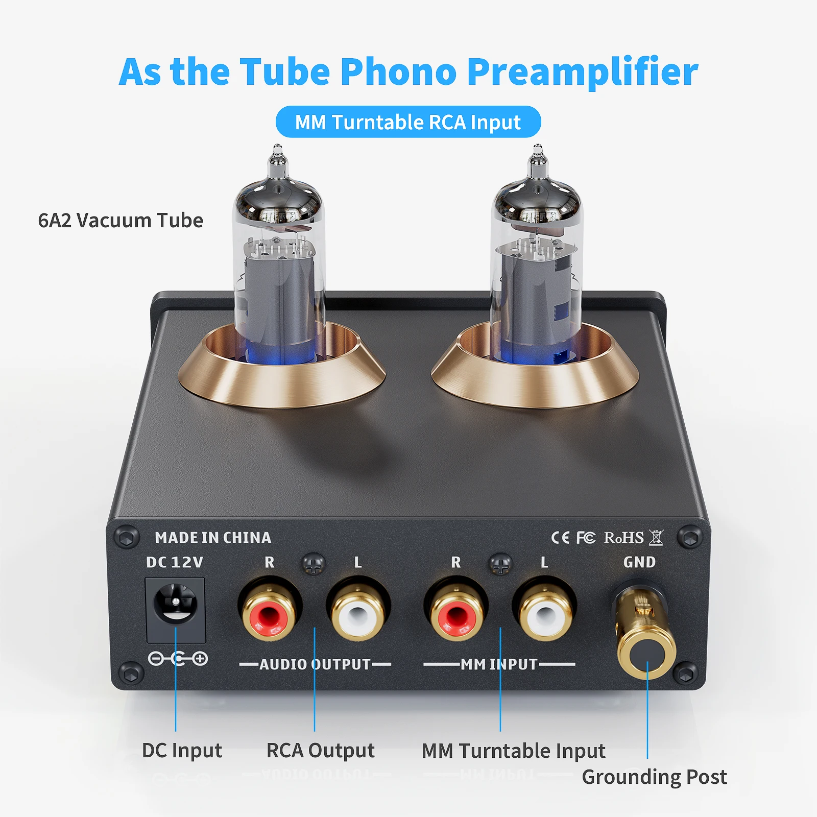 Fosi Áudio Fono Preamp para o Fonógrafo da Plataforma Giratória Mini Estéreo de Áudio Alta Fidelidade Tubo Vácuo Caixa Amplificador x2 para Diy - Image 3