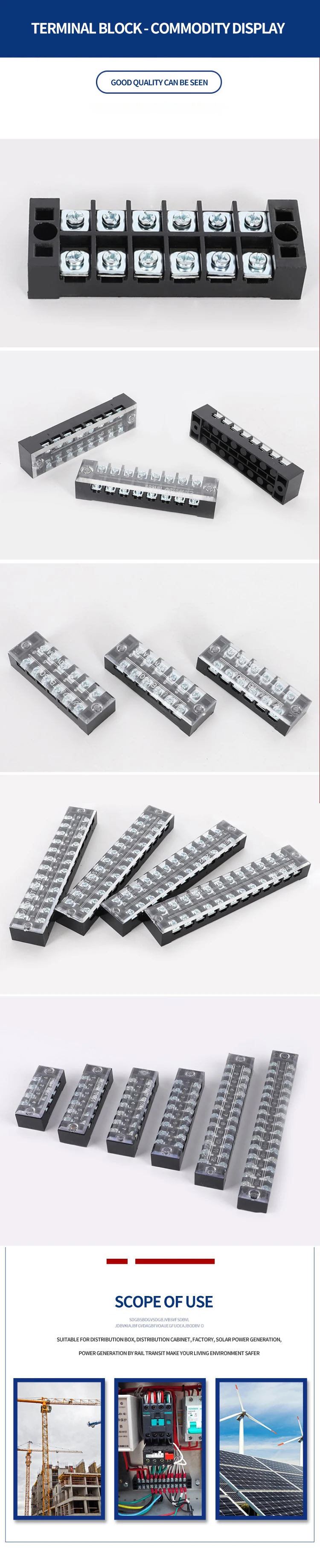 1Pcs TB4510 45A 600V Dual Row Barrier Screw Terminal Block Strip Wire Connector Insulated DIY Electrical Fix Fence High Quality T&I Online Store