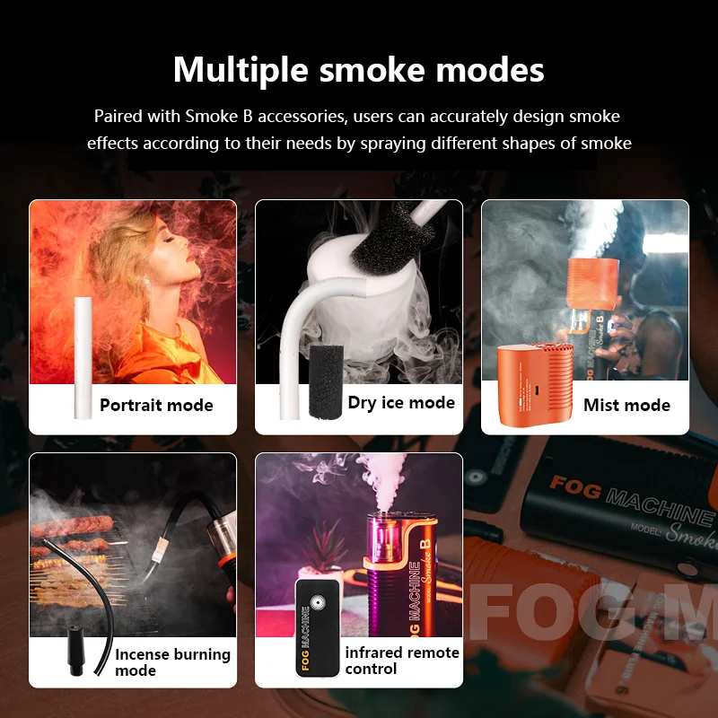 LENSGO Smoke B 휴대용 핸드 헬드 안개 기계, 스튜디오 쇼트 비디오 촬영, 무대 공연 분위기, 드라이 아이스 연기 효과, 40W
