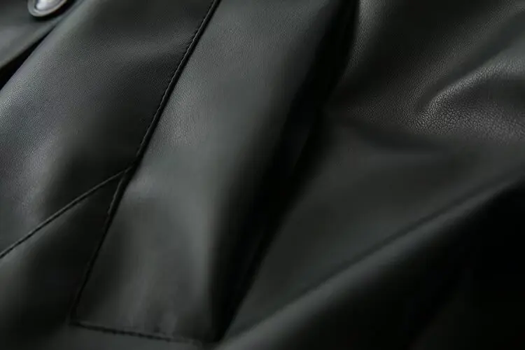 Leather Jacket Women's Pu Coat With Button Long Sleeve Outwear Solid Long Sleeve Top Elegant Streetwear inszartrafrJaqueta Couro