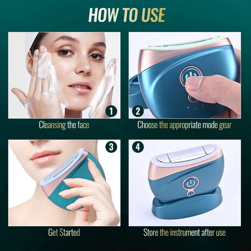 LESEN All in one EMS cold and hot light vibration face neck lifting Electric Guasha with Manually Facial Body Sculpting Massager