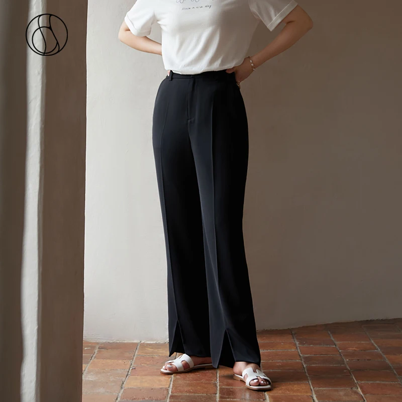 DUSHU-Office-Lady-Women-Black-Trousers-Split-Hem-Suit-Trousers-High ...