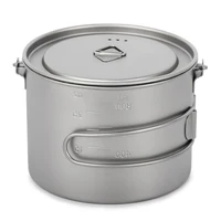 Lixada 1600ml Titanium Pot Ultralight Portable Hanging Pot with Lid and Foldable Handle Outdoor Camping Hiking Backpacking 1
