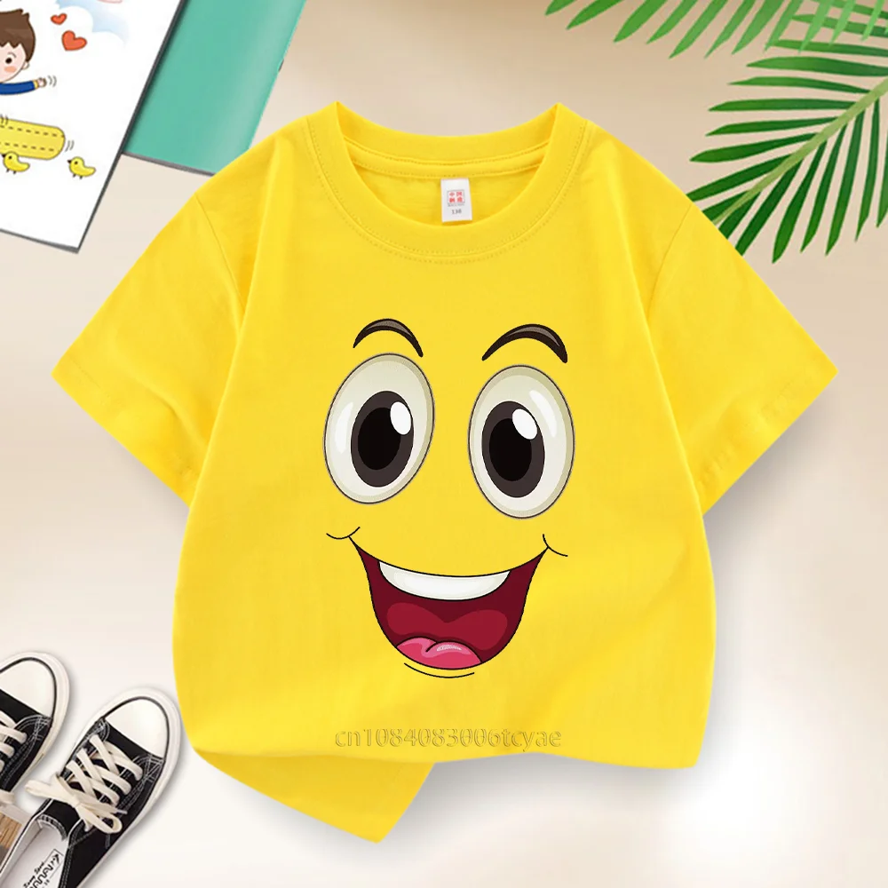 Summer Boys Girls Printed Emojis Casual Clothing Baby Baby 100% cotton round neck comfortable Sports T-shirt Street Harajuku top 3